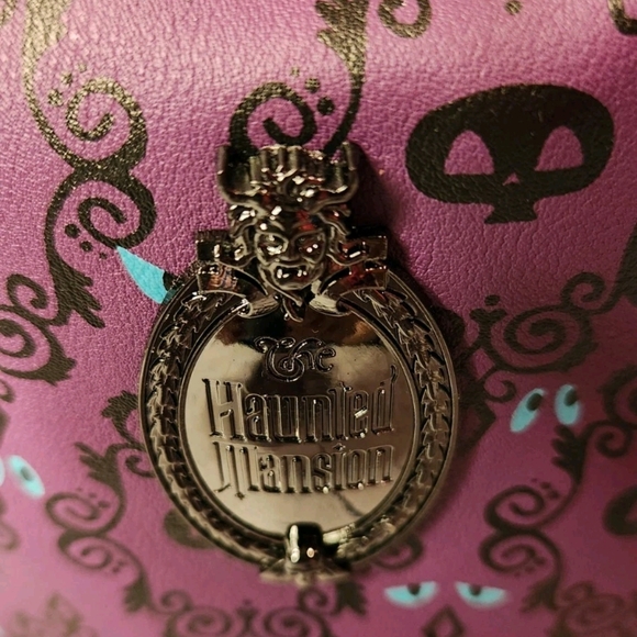 Loungefly Haunted Mansion Disney Purple Patterned Backpack Purse Bucket Bag - Picture 5 of 8